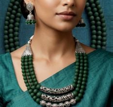 Handcrafted Alloy Metal Glass Bead Necklace